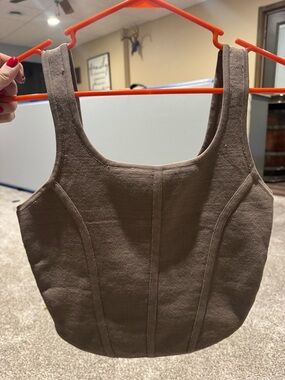 Everyday Square-Neck Cropped Top in Brown *LARGE* NWT